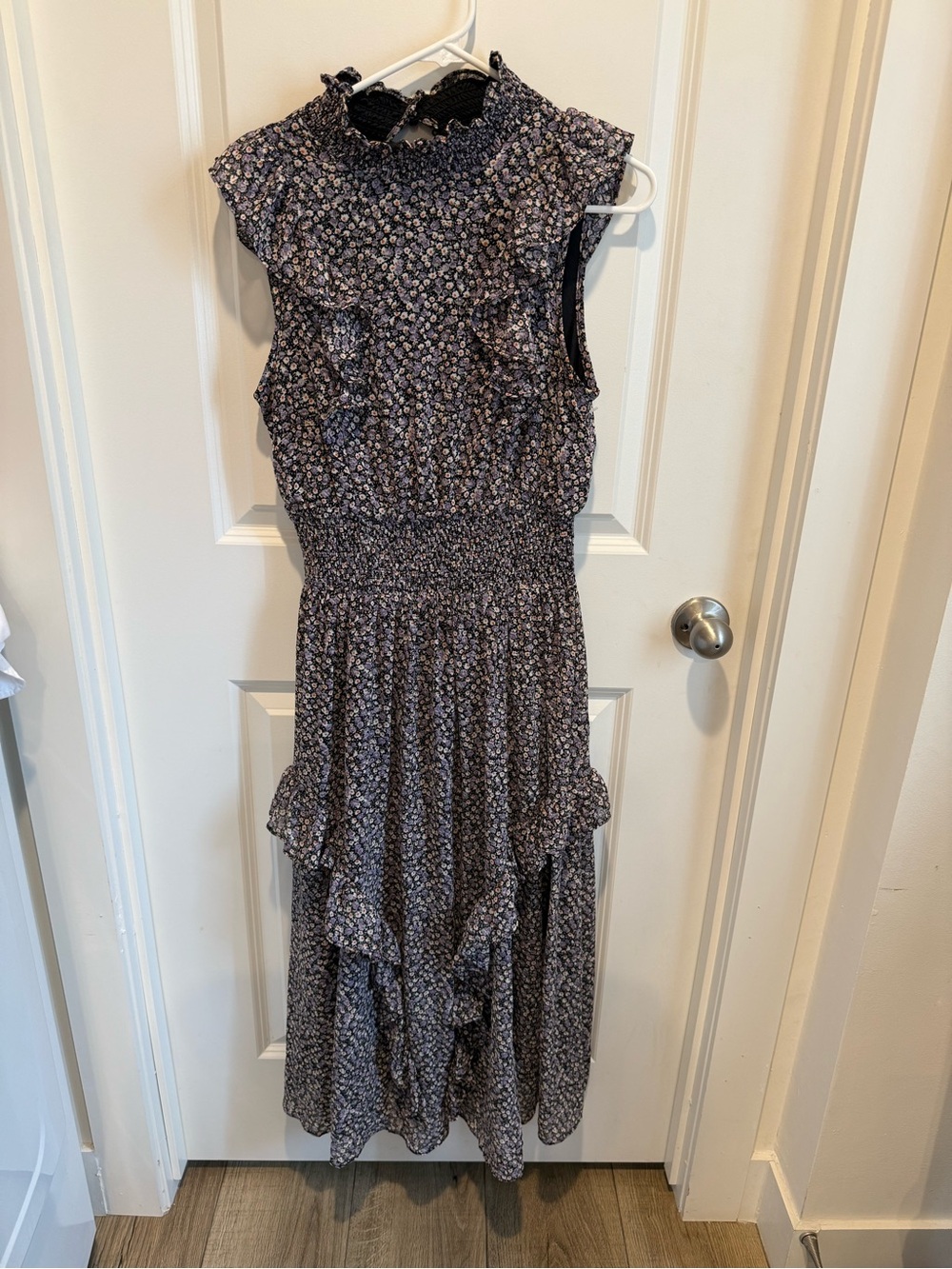 Lulus Evalina Black Floral Print Mock Neck Midi Dress Size Small - Picture 5 of 7